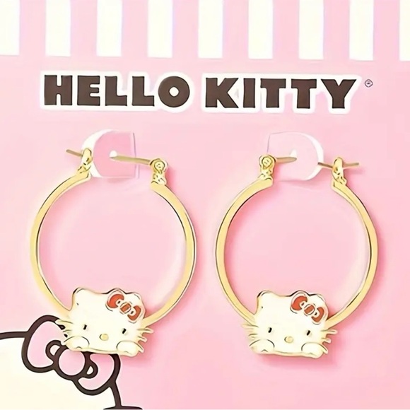 Hello Kitty Jewelry - Officially Licensed Hello Kitty by Sanrio Golden Hoop Earrings